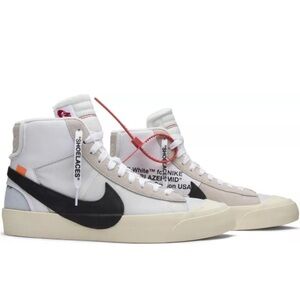 Nike kids Off-White and Black Blazer Mid High-Top Sneakers size 5